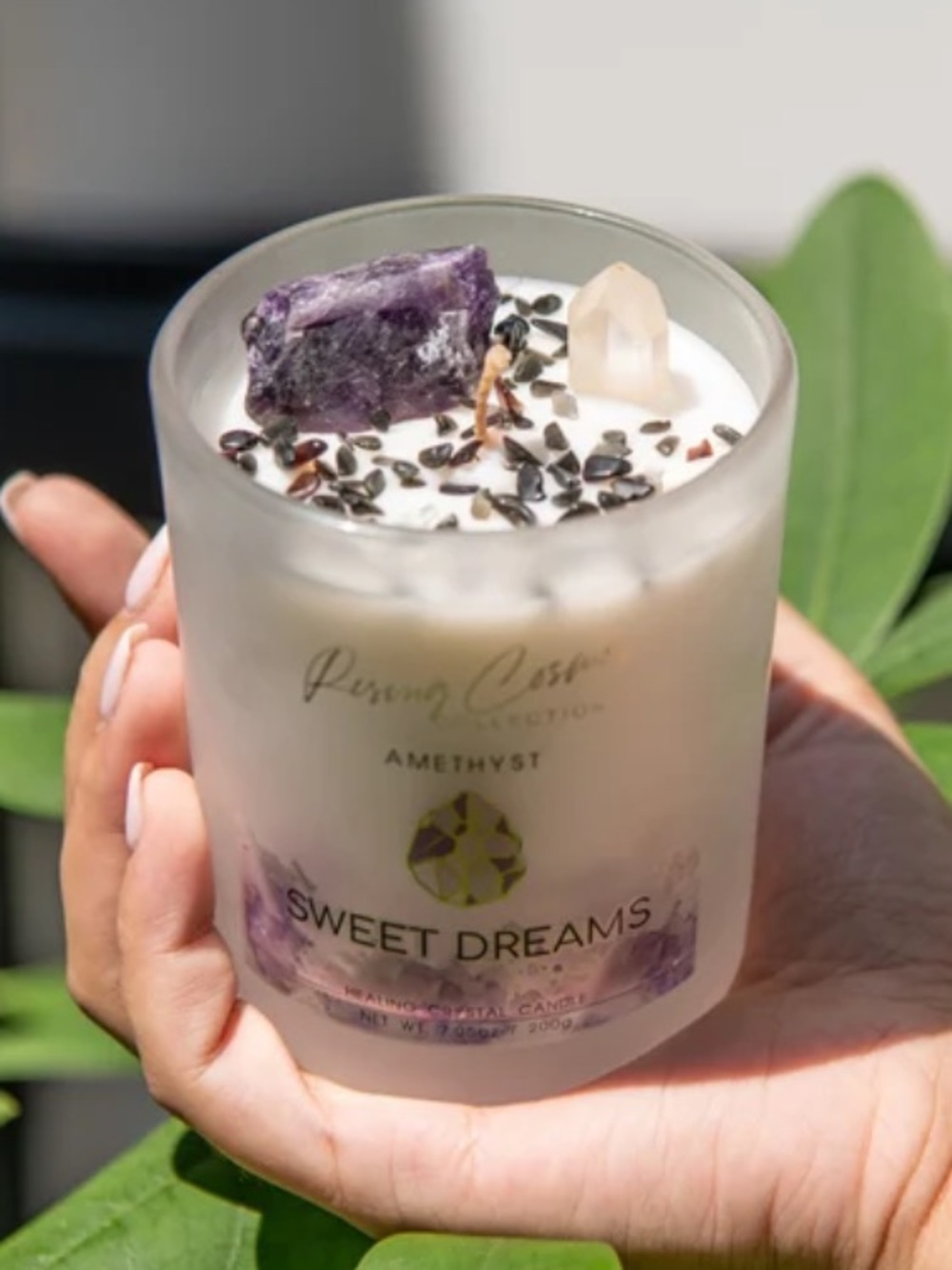 Rising cosmo Amethyst healing Crystal Candle